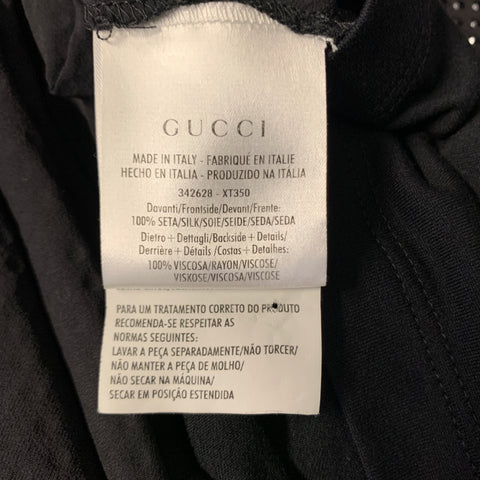 GUCCI Size One Size Black Studded Silk Crew Neck T  Shirt