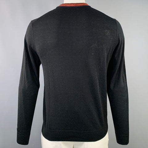 PS by PAUL SMITH Size L Black Burgundy Contrast Trim Crew Neck Pullover