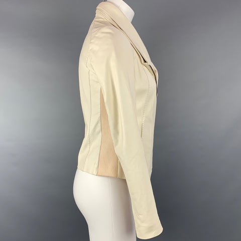 VINCE Chaqueta de moto de cuero de algodón crema talla XS