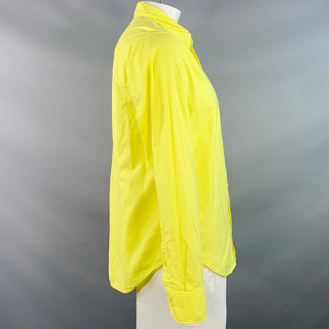ENTIREWORLD Size L Yellow Cotton Button Down Collar One Pocket Long Sleeve Shirt
