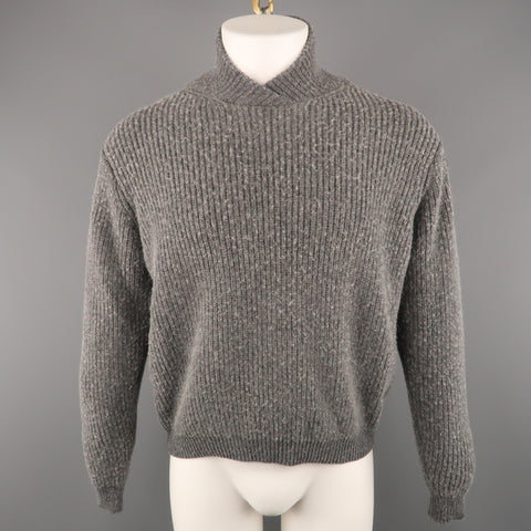 PHILLIP LIM Size S Gray Charcoal Distressed Viscose Blend Shawl Collar Sweater