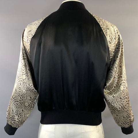 ENFANTS RICHES DEPRIMES ERD SS2020 L Black Grey Silk Zip Up Jacket