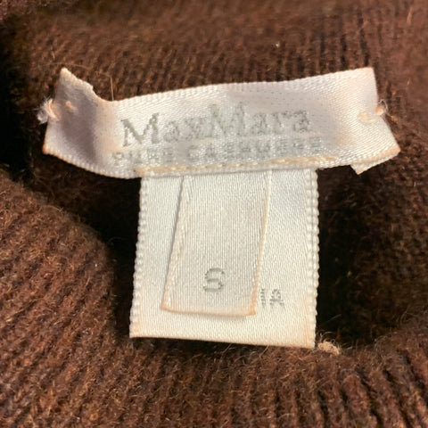 MAX MARA Size S Brown Cashmere Turtleneck Knit 3/4 Sleeves Pullover