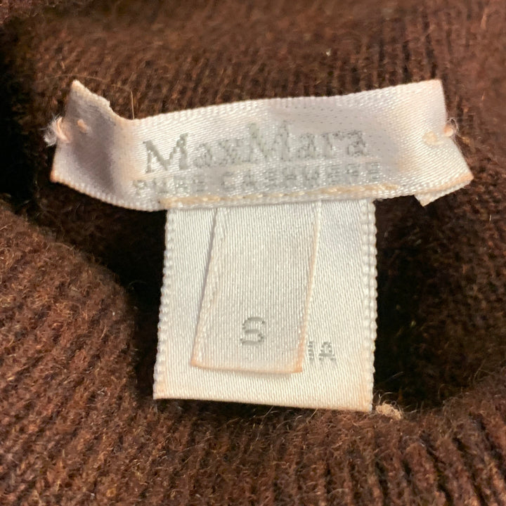MAX MARA Size S Brown Cashmere Turtleneck Knit 3/4 Sleeves Pullover