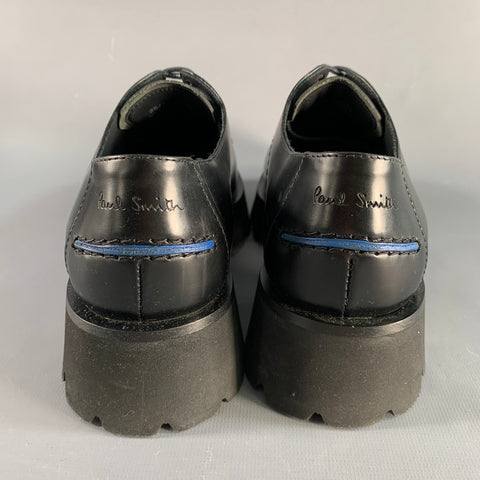 PAUL SMITH Size 8 Black Leather Platform Laces
