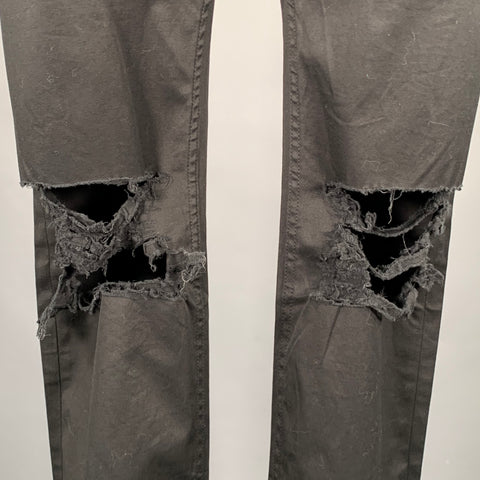CHRISTIAN DADA Size 36 Black Distressed Cotton Zip Jeans