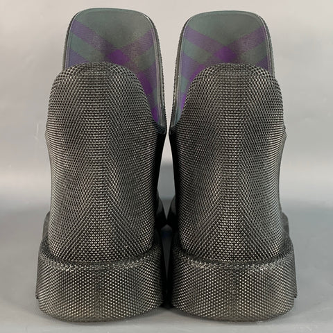 BURBERRY Size 10 Marsh Low Black Textured Rubber Lug Sole Ankle Rain Boots