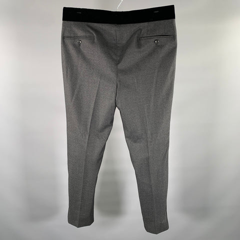 GIORGIO ARMANI Size 34 Gray Heathered Wool Silk Tuxedo Dress Pants