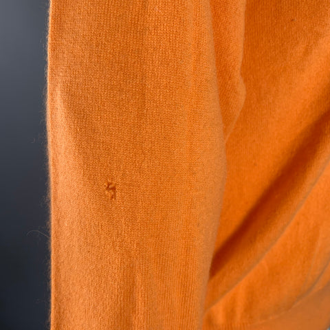 N.PEAL Size L Orange Knitted Cashmere V-Neck Sweater