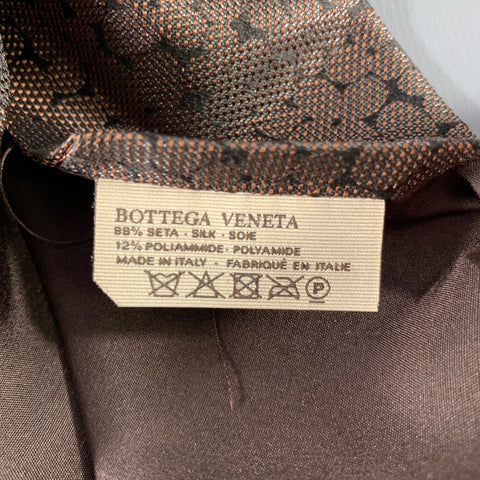 BOTTEGA VENETA Brown Silver Dots Silk Blend Tie