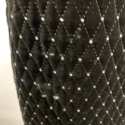 GUCCI Size 6 Black Silver Velvet Crystal Quilted Side Zipper Knee Length Skirt