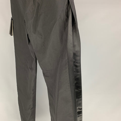 JEAN PAUL GAULTIER Size 34 Black Solid Silk Zip Up Dress Pants