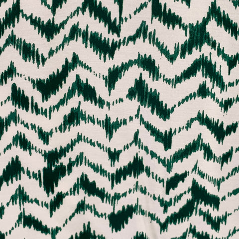 HAIDER ACKERMANN Size L Green White Zig Zag Viscose Silk Short Sleeve Shirt