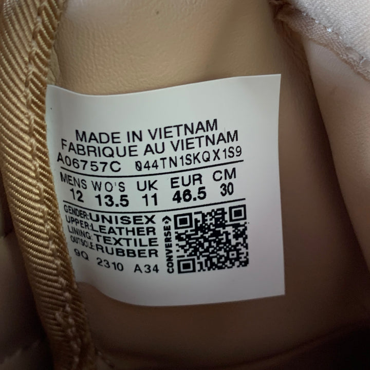 DRKSHDW Size 12 TURBOWPN Beige Cream Leather High Top Sneakers