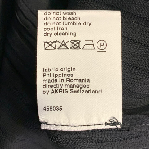 AKRIS Size 10 Black Polyester Textured Stripe Notch Lapel Jacket Blazer