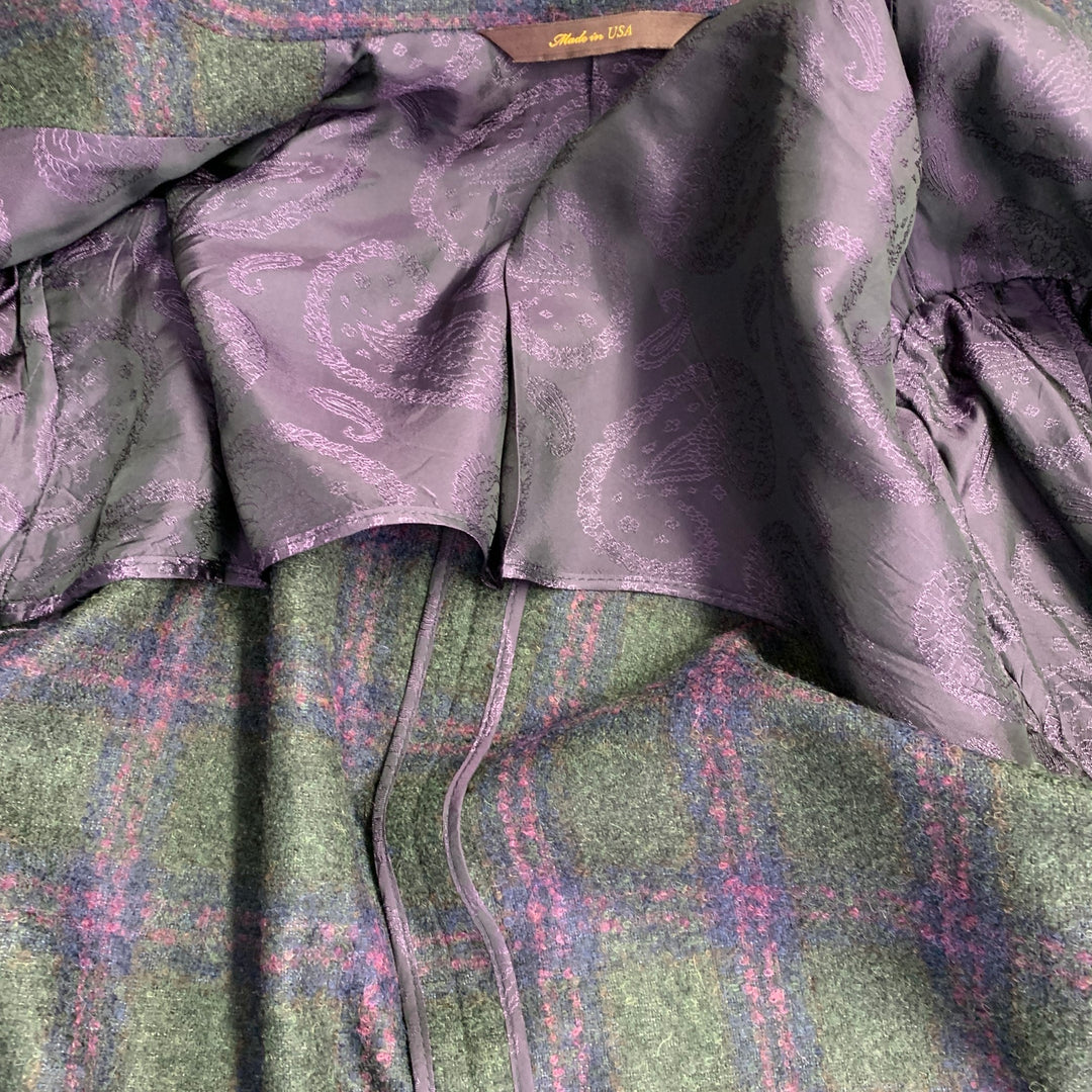 ROBERT TALBOTT Size 42 Regular Green Purple Plaid Alpaca Wool Sport Coat