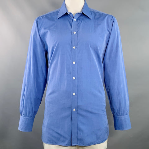 TURNBULL & ASSER Size XXL Blue Cotton Spread Collar Long Sleeve Shirt