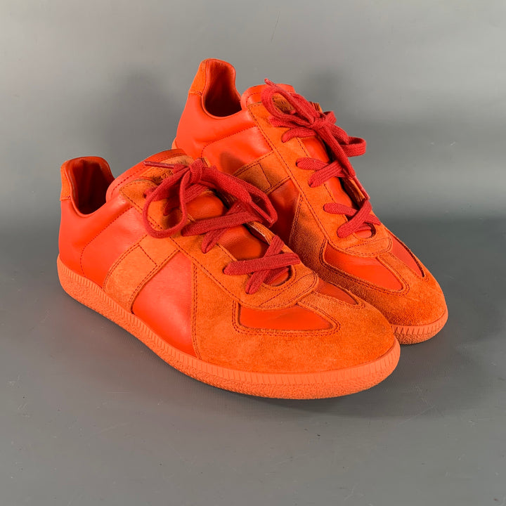 MAISON MARGIELA Size 9 Orange Leather 70's Sneakers
