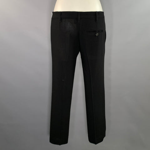 ANN DEMEULEMEESTER Size 6 Black Wool Tapered Dress Pants