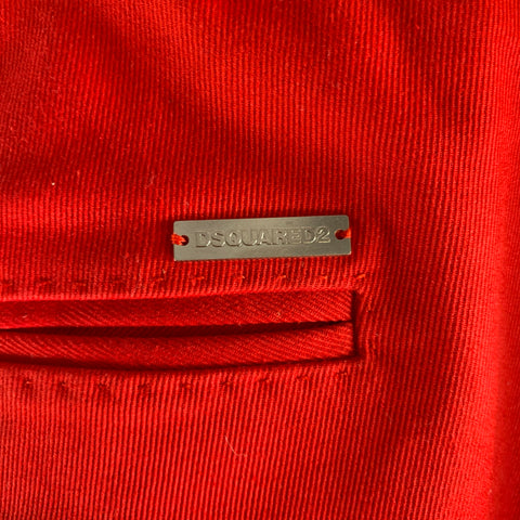 DSQUARED2 Size 34 Red Cotton Elastane Button Fly Pants