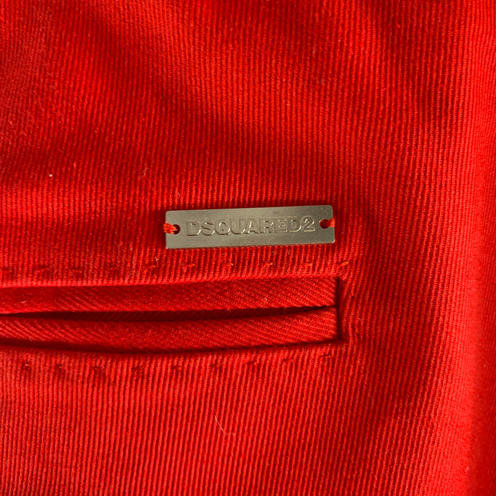 DSQUARED2 Size 34 Red Cotton Elastane Button Fly Pants