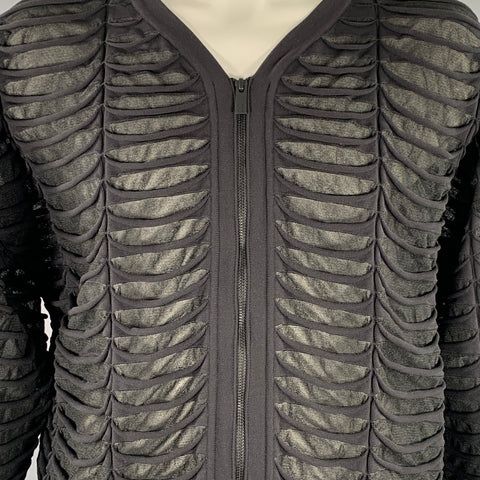 CFCL Size XL Black Textured Polyester Blend Zip Up Jacket