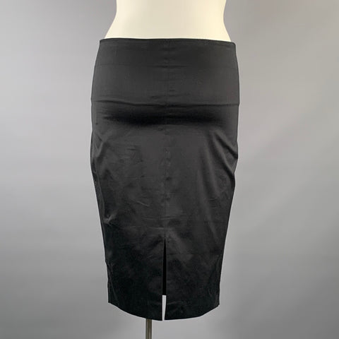 GUCCI Size L Black Cotton Blend Fitted Below Knee Skirt