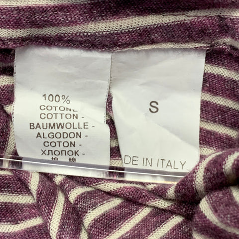 BRUNELLO CUCINELLI Size S Purple White Stripe Cotton Spread Collar Long Sleeve Shirt