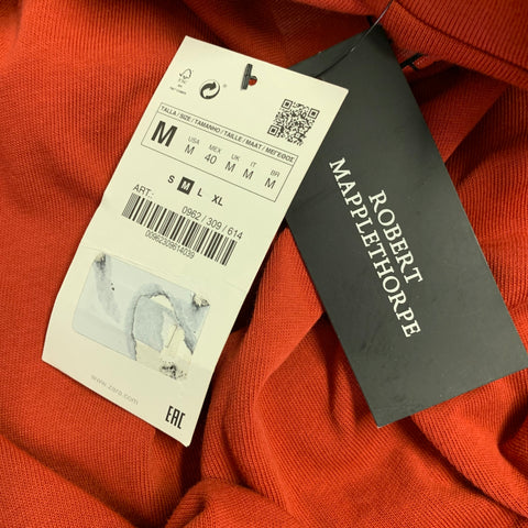 ZARA x ROBERT MAPPLETHORPE Size M Red Orange Print Cotton Crew Neck T-shirt
