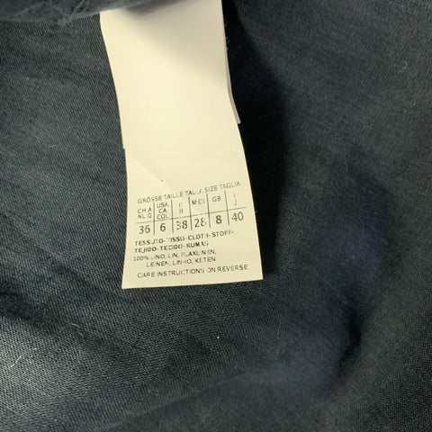 MAX MARA Size M Navy Linen Long Sleeve Shirt