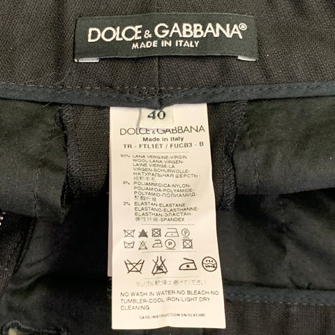 DOLCE & GABBANA Size 4 Black Virgin Wool Blend Tapered Dress Pants
