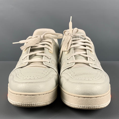 LOUIS VUITTON Taille 11,5 Baskets à lacets en cuir blanc cassé à matériaux mélangés
