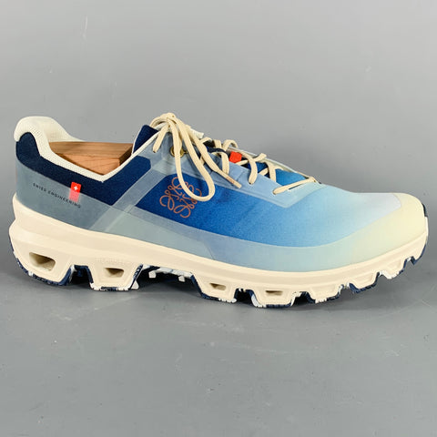 ON RUNNING x LOEWE Size 11 Blue Cream Ombre Coated Canvas Sneakers