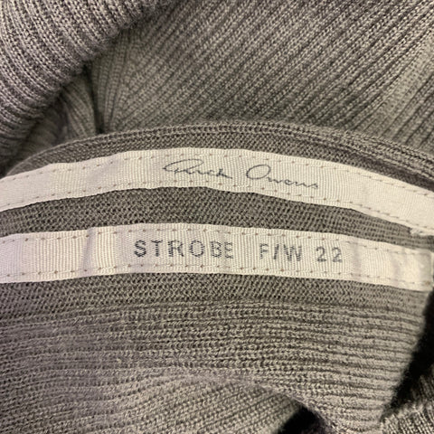 RICK OWENS FW22 Size XL -Strobe- Brown Ribbed Wool Mock Neck Pullover