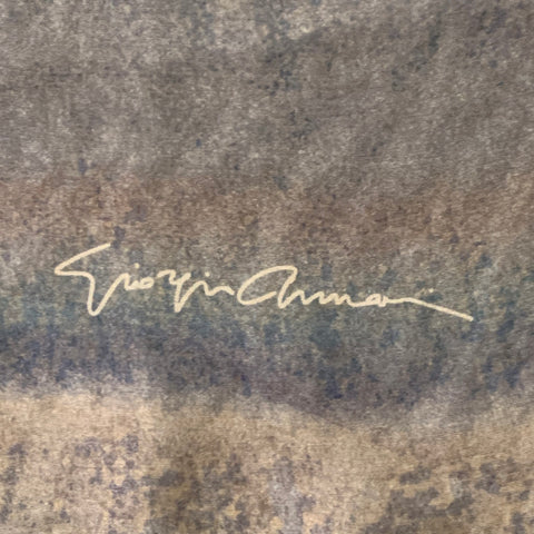 GIORGIO ARMANI Brown Green Ombre Watercolor Silk Scarf Shawl