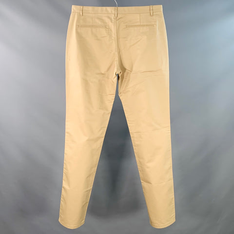 A.P.C. Size 33 Khaki Cotton Twill Flat Front Tapered Casual Pants