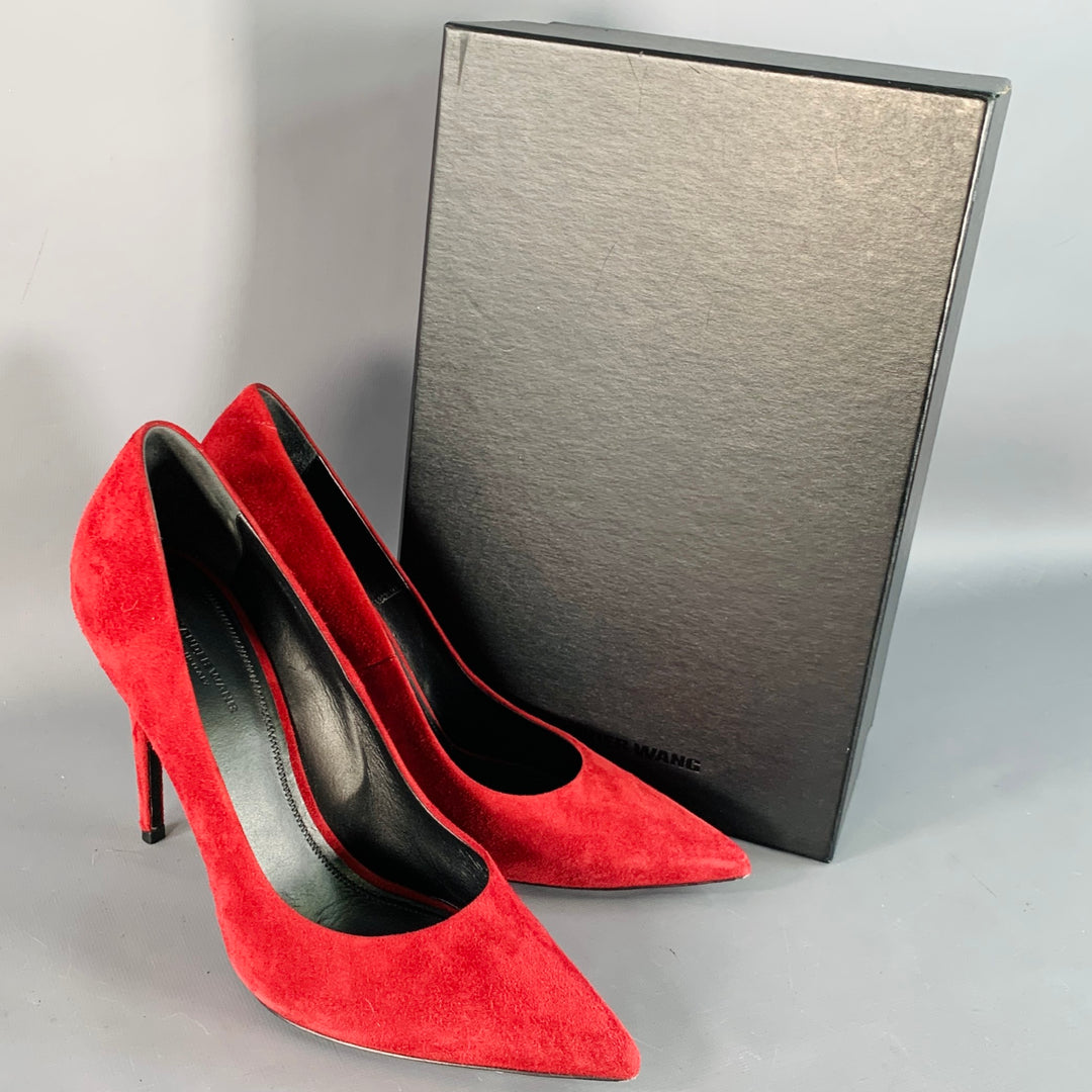 ALEXANDER WANG Size 9 Annika Red Oxblood Suede Pointed Toe Stiletto Pumps