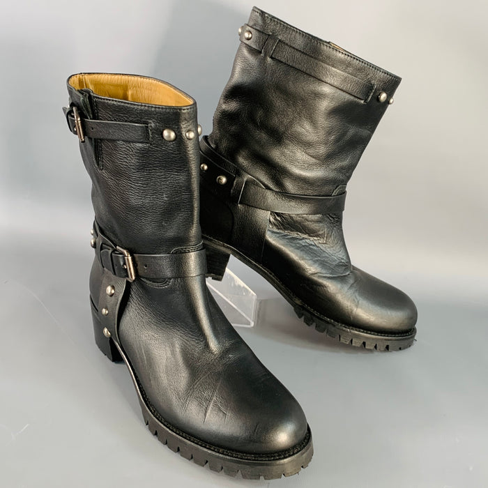 POLO by RALPH LAUREN Size 8 Black Silver Leather Studded Harness Boots