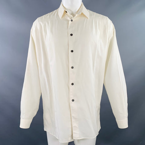 CLAUDE MONTANA Vintage Size S White Pleated Cotton Spread Collar Oversized Long Sleeve Shirt