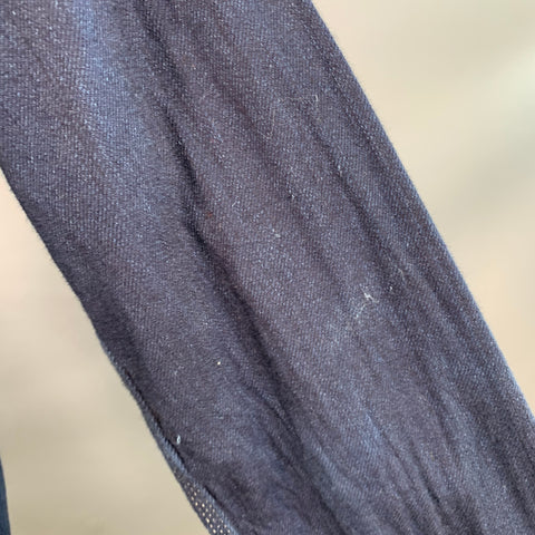 Chemise à manches longues FREEMANS SPORTING CLUB taille L en sergé de coton indigo marine à surpiqûres contrastantes