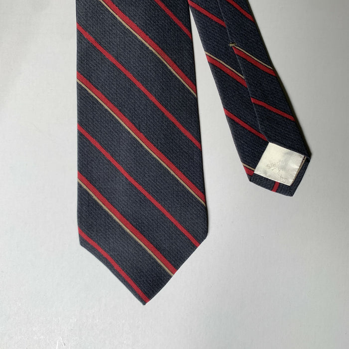 YVES SAINT LAURENT Navy Red Diagonal Stripe Silk Tie