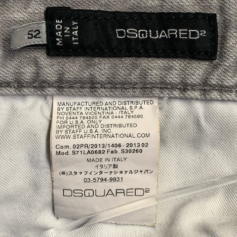 DSQUARED2 Size 36 Grey Distressed Cotton Blend Slim Cut Jeans