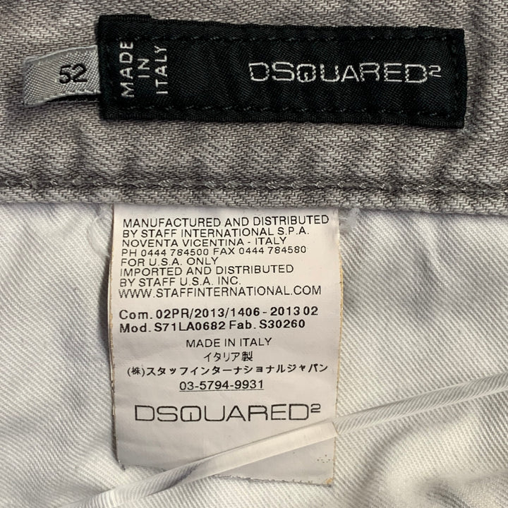 DSQUARED2 Size 36 Grey Distressed Cotton Blend Slim Cut Jeans
