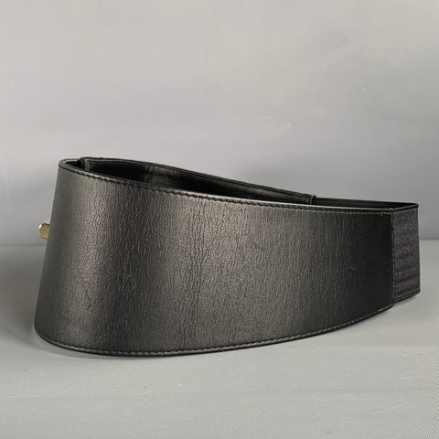 SUZI ROHER Waist Size S Black Gold Mixed Materials Suede Leather Stretch Belt