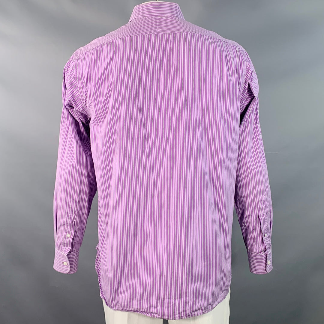 RALPH LAUREN Size L Purple Black White Stripe Cotton Long Sleeve Shirt
