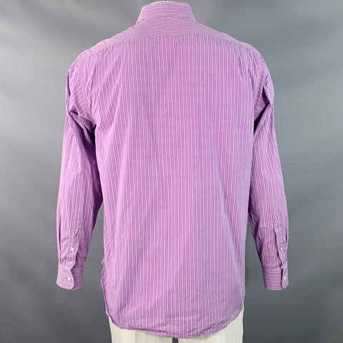 RALPH LAUREN Size L Purple Black White Stripe Cotton Long Sleeve Shirt