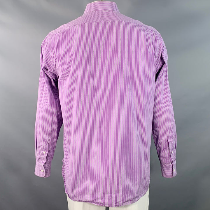 RALPH LAUREN Size L Purple Black White Stripe Cotton Long Sleeve Shirt