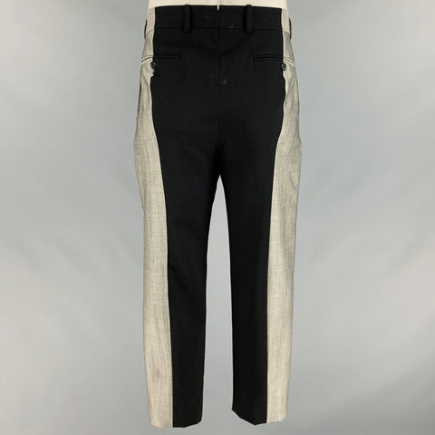 ALEXANDER MCQUEEN Size 38 Black Grey Two Tone Wool Flat Front Dress Pants