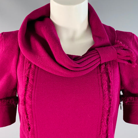 MARC by MARC JACOBS Size 2 Purple Wool Short Sleeve Raw Edge Dress