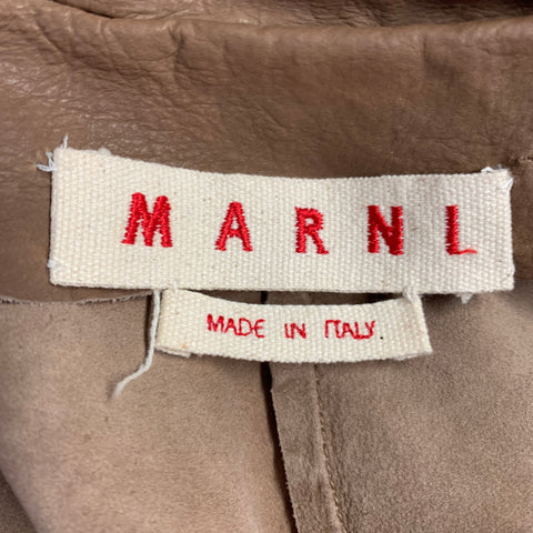 MARNI Size 4 Brown Leather Calfskin Snaps Jacket Blazer